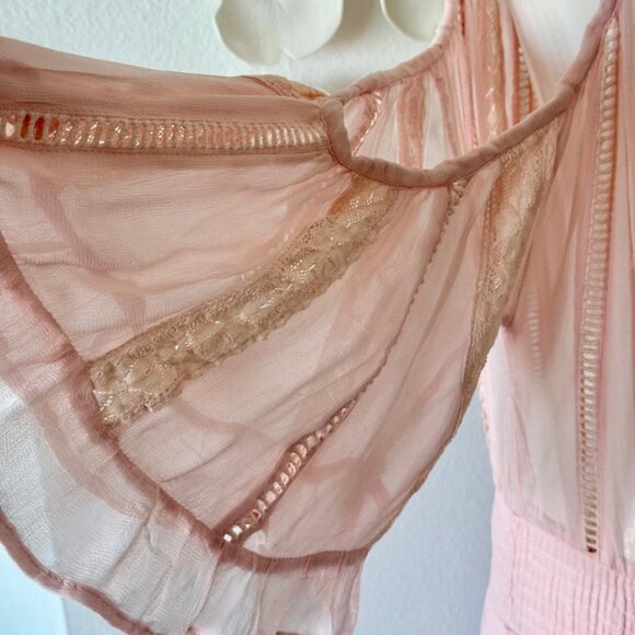 Romantic Blush Chiffon Maxi Dress – Flowy, Off-Shoulder, Worn Once in Hydra, Gre - Picture 2 of 9